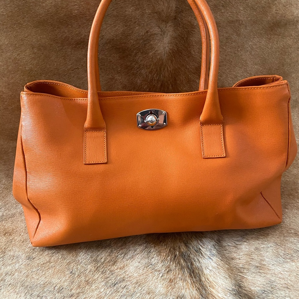 Gorgeous classy genuine leather fun orange bag